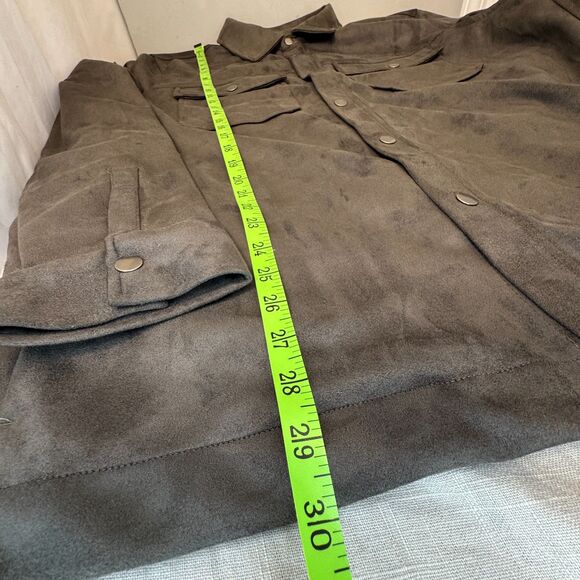 Frye Men’s Faux-Suede Shirt Jacket (Shacket) – Size XL – Unique Grey/Green/Brown - Picture 8 of 8